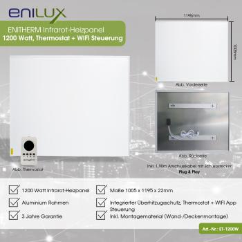 Enilux Infrarot-Heizpanel 1200W mit WIFI